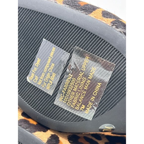 INC Calf Hair Ankle Boots Size 7 Tan Black Leopard Print Block Heel Zipper - Picture 9 of 10